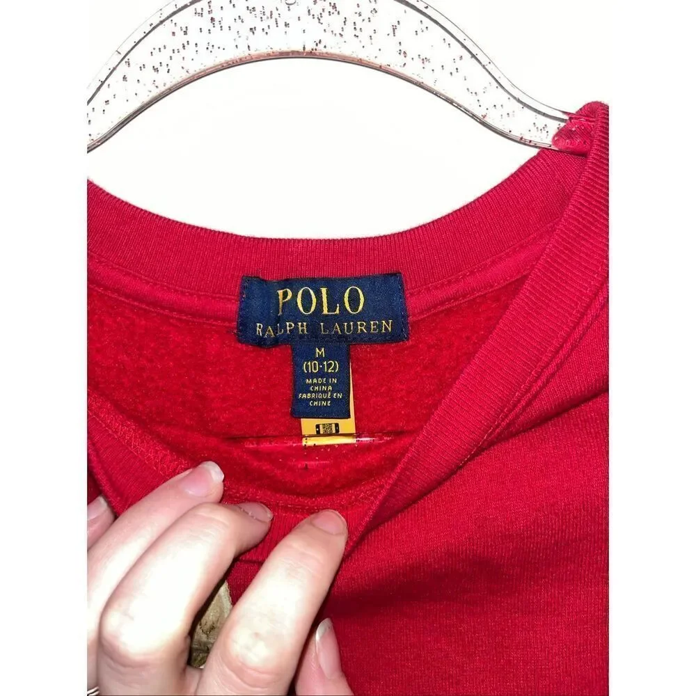 Polo Ralph Lauren Polo Bear Christmas Crewneck Red Kids M 10-12